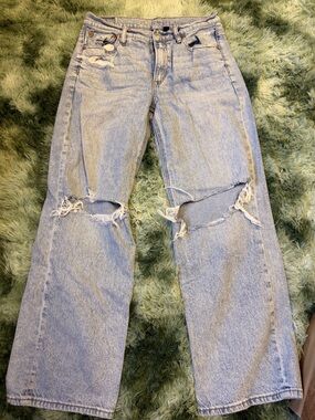 American Eagle Outfitters Light Blue Flare Distressed Jeans